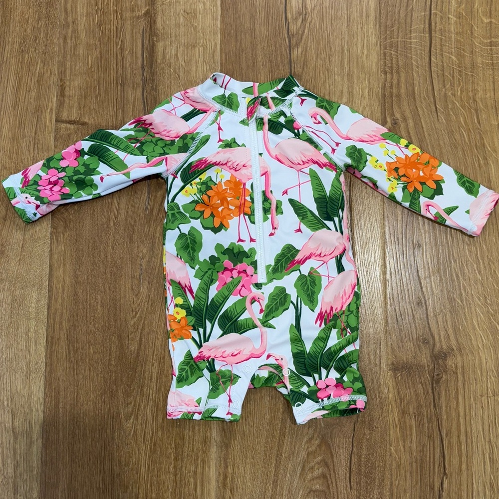 Janie and Jack Flamingo Rash Guard Swimsuit